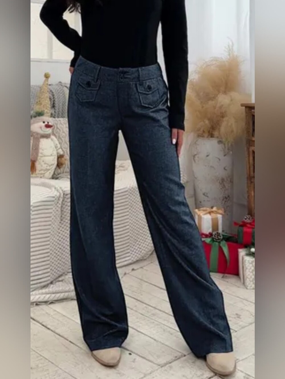 Flamingals Mid Rise Flap Pocket Blue Dress Pants NWT Women's Medium